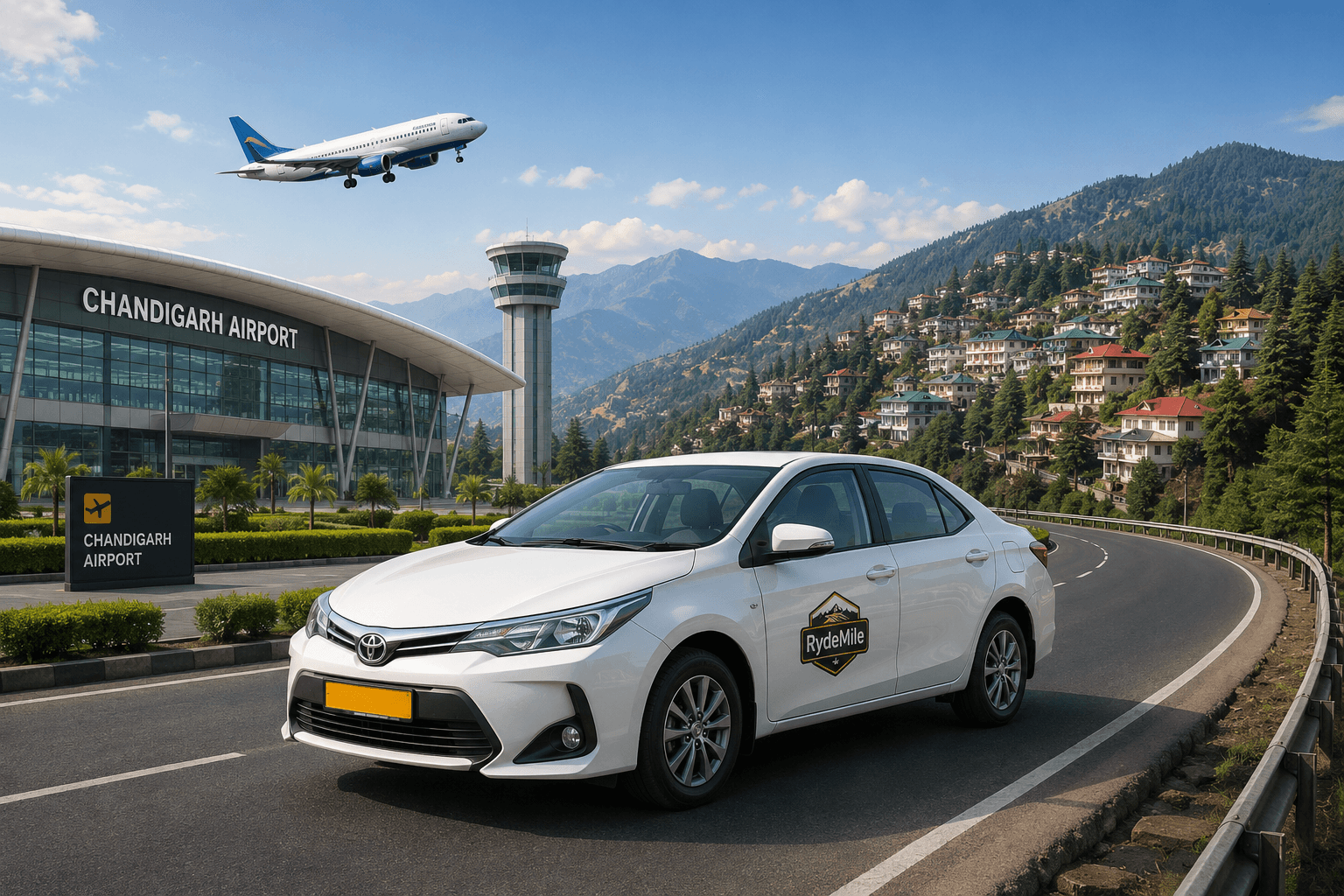 RydeMile Outstation Taxi Trip Route from Chandigarh Airport to Shimla